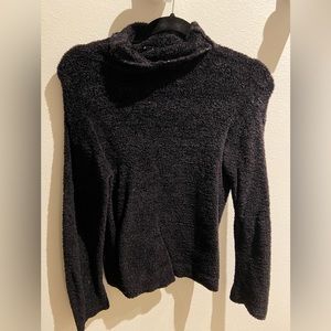 Vintage New York & Company 2000s Black Fuzzy Turtleneck, Size L (runs small)